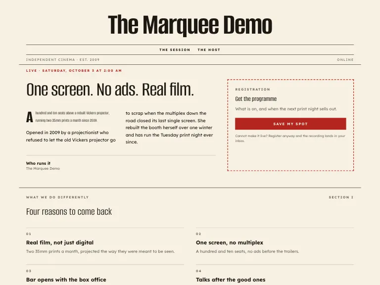 Cine template preview