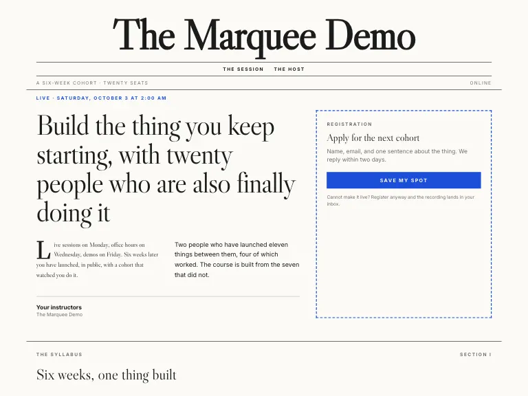 Cohort template preview