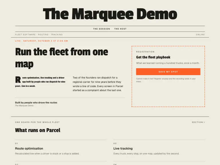 Parcel template preview