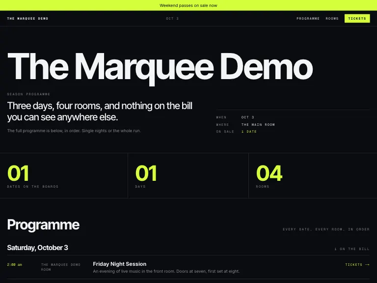 Programme template preview
