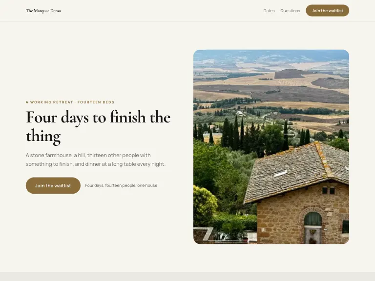 Retreat template preview