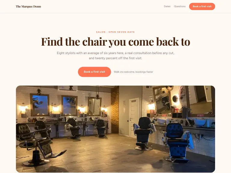 Salon template preview