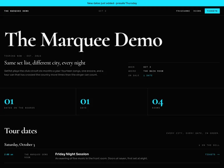 Setlist template preview