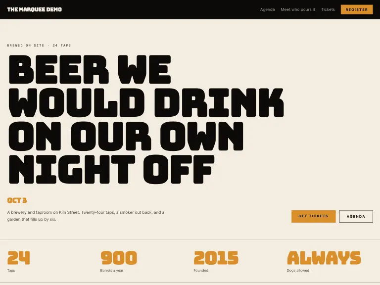 Taproom template preview