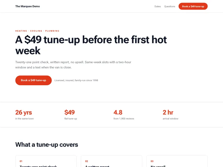 Tune-up template preview